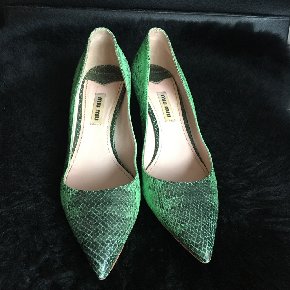 Miu miu green snake kitten heels 37.5